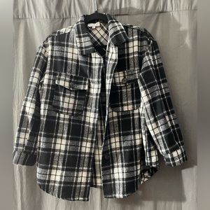 Checkered black and white shacket